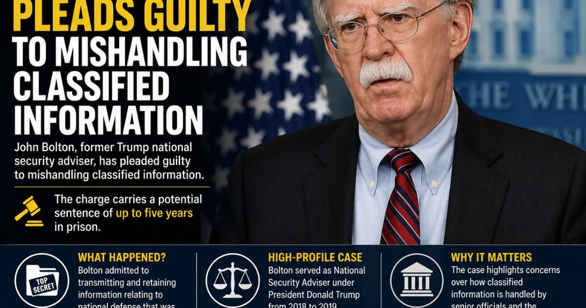 John Bolton Pleads Guilty to Mishandling Classified Information, Faces Potential Prison Term
