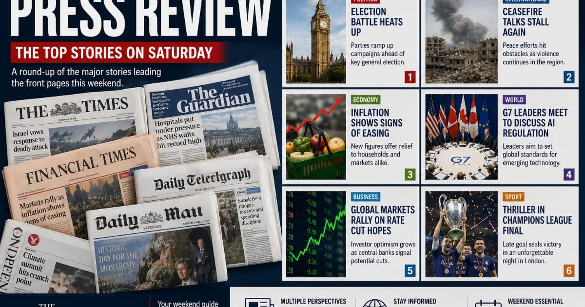 Saturday's Newspaper Front Pages: A Look at the Stories Dominating the Weekend Press