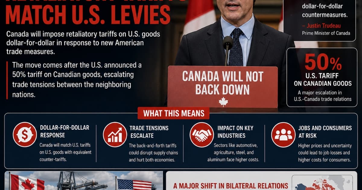 Canada Pledges Tit-for-Tat Tariffs as US Imposes 50% Duties
