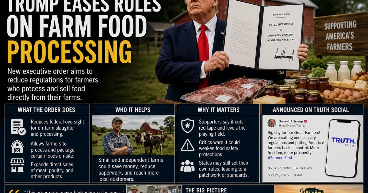 Trump Signs Order Loosening Rules on On-Farm Food Processing