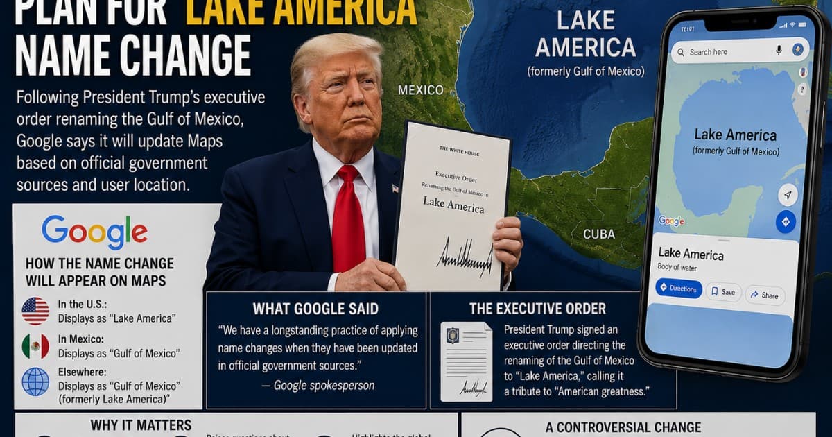 Google Maps to Display 'Gulf of America' Name Change as Trump's Order Takes Effect