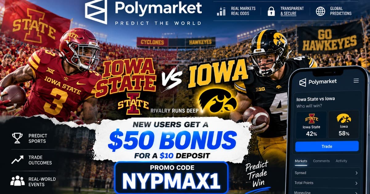 Polymarket Offers $50 Bonus to New Users Betting on Iowa State-Iowa Rivalry Game