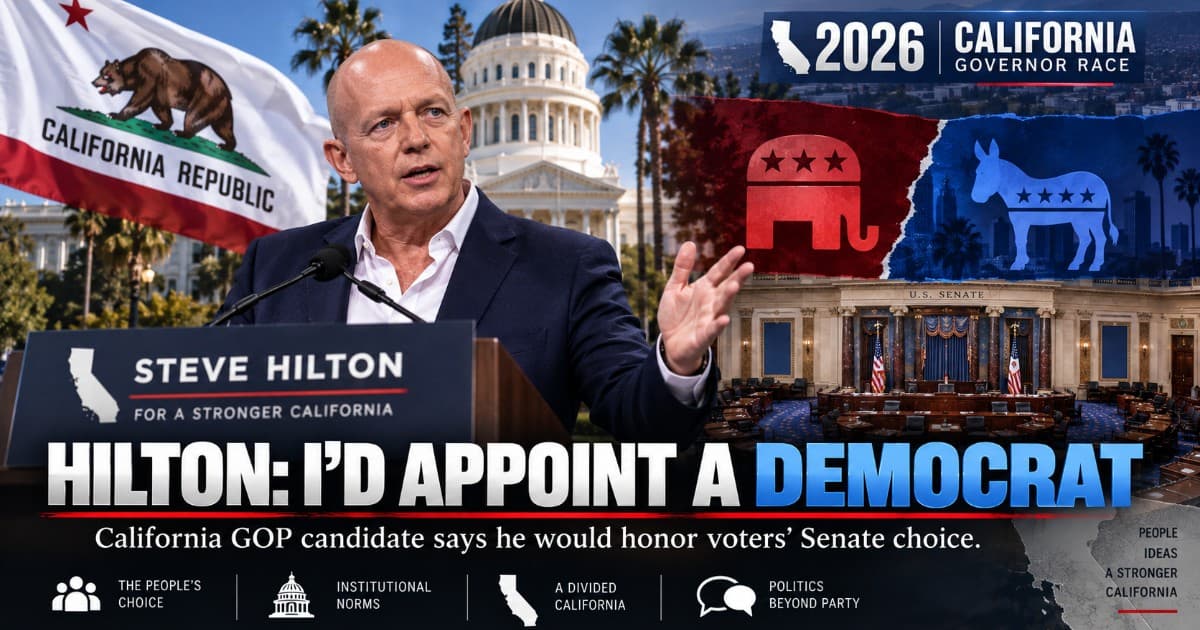Conservative Candidate Signals Willingness to Appoint Democrat to Senate Seat in California Gubernatorial Bid