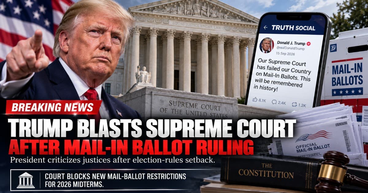 Trump Attacks Supreme Court on Mail Ballot Rulings via Truth Social