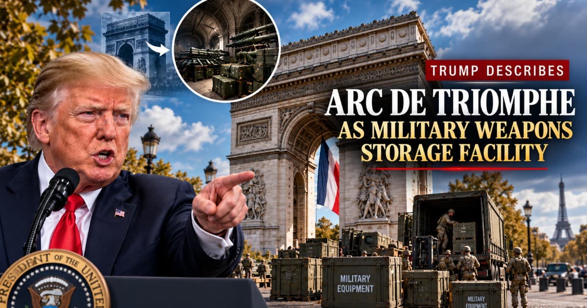 Trump Describes Triumphal Arch as Military Weapons Storage Facility