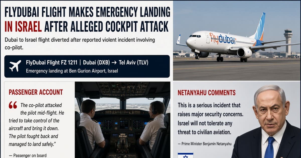 FlyDubai Co-Pilot Allegedly Attacks Pilot Mid-Flight in Attempt to Down Plane, Netanyahu Responds
