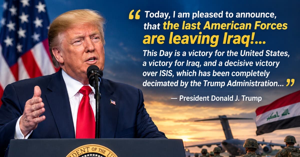 Today, I am pleased to announce, that the last American Forces are leaving Iraq