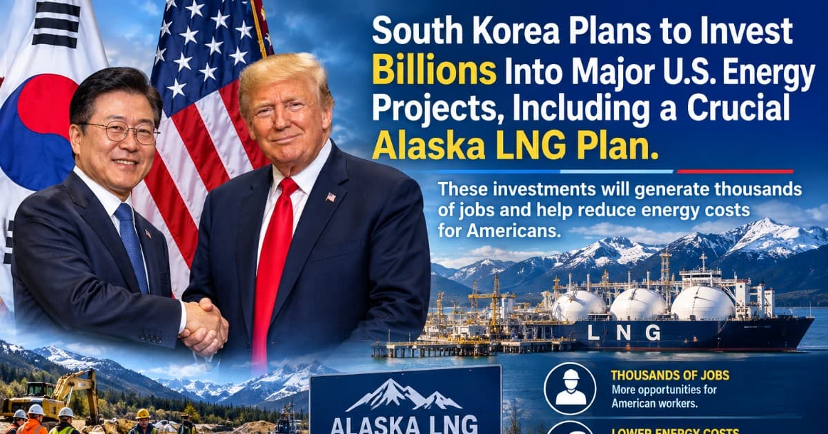 South Korea plans to invest billions into major U.S. energy projects, including a crucial Alaska LNG plan. These investments will generate thousands of jobs and help reduce energy costs for Americans.