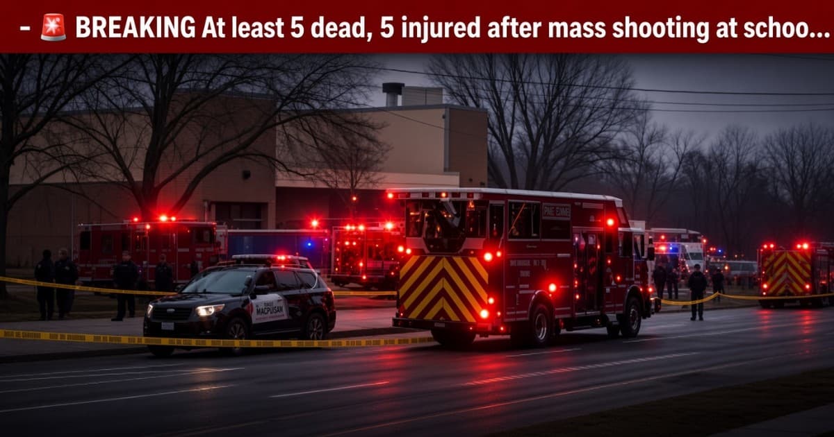 (-) 🚨 BREAKING At least 5 dead, 5 injured after mass shooting at schoo…